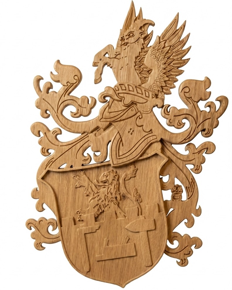 3D Relief Wappen in Holz